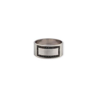 Anello Black Badel Bianco Satinato con Diamanti Neri