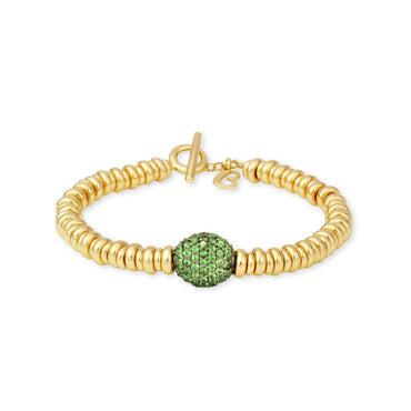 Bracciale Java Lucido 5/4mm con Pavè di Tsavorite Naturale