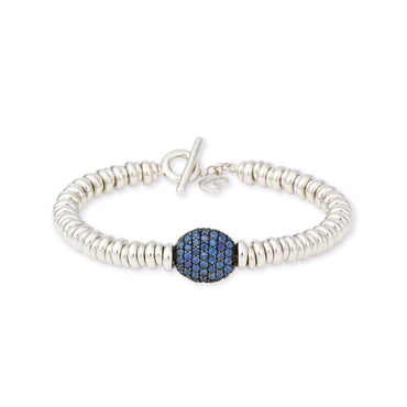 Bracciale Java Lucido 5/4mm con Pavè di Zaffiri Blu Naturali