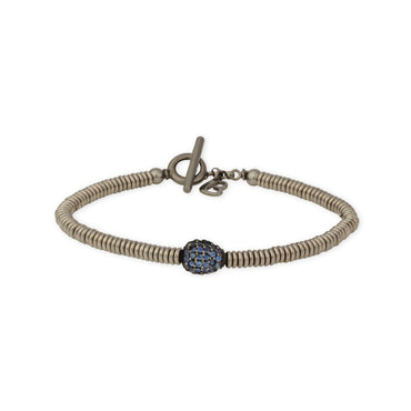 Bracciale Java Lucido 3mm con Pavè di Zaffiri Blu Naturali