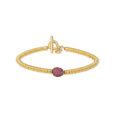 Bracciale Java Lucido 3mm con Pavè di Rubini Naturali