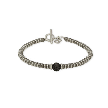 Bracciale Pavè Lucido 3mm con Pavè di Spinello Nero Naturale