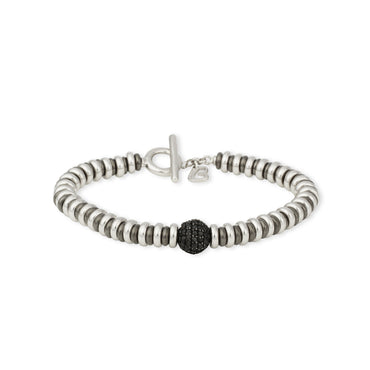 Bracciale Pavè Lucido 5/4mm con Pavè di Spinello Nero Naturale