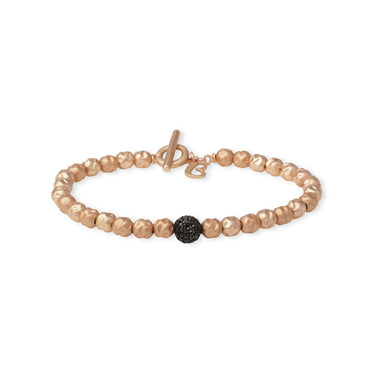 Bracciale Pavè Satinato 5mm con Pavè di Spinello Nero Naturale