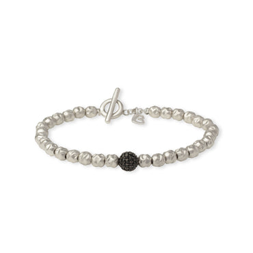 Bracciale Pavè Satinato 5mm con Pavè di Spinello Nero Naturale